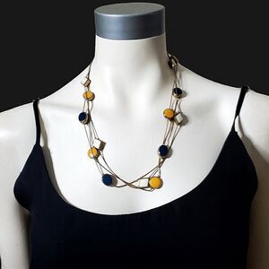 Multi-Stranded Colorful Geometric Accent Necklace